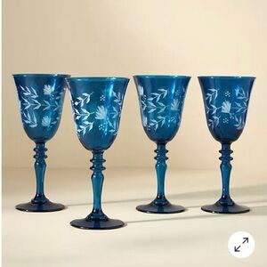 Anthropologie Wine Glasses Set of Four Handcrafted NIB
